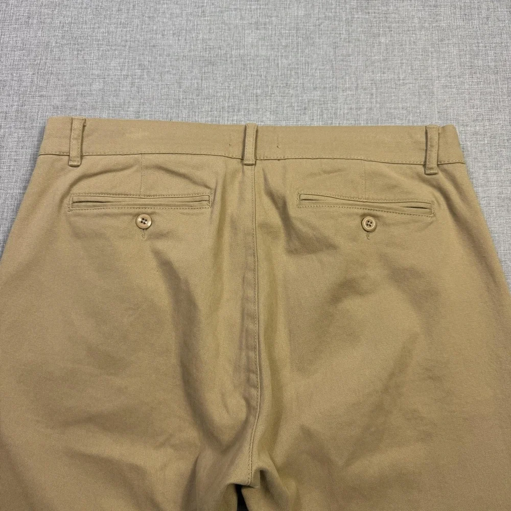 Ash & Erie Chino Pants Mens 35x28 Beige Cotton Spandex Stretch Flat Front